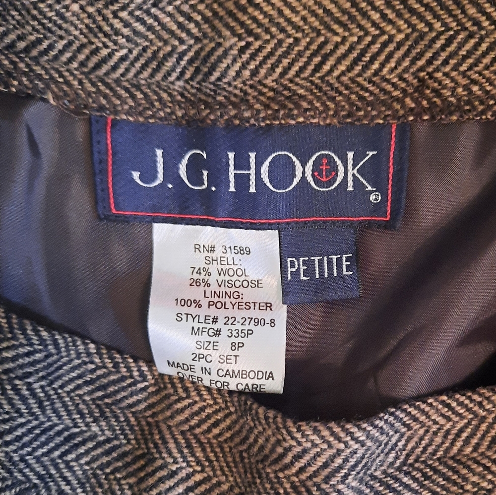 J.G. HOOK VTG wool hi rise pant suit jacket 2PC sz 8P *C7 - Picture 8 of 8